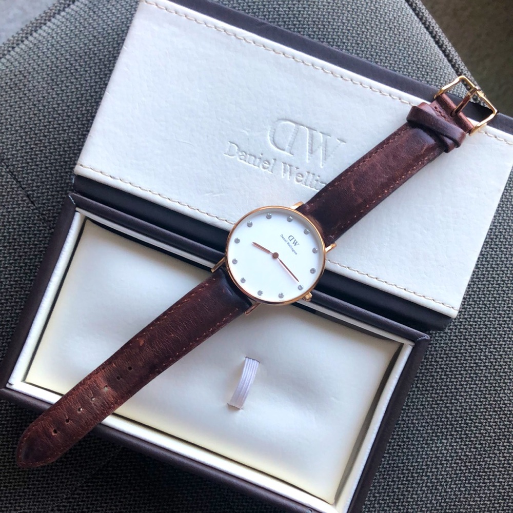 Daniel Wellington Rhinestone & Leather Watch